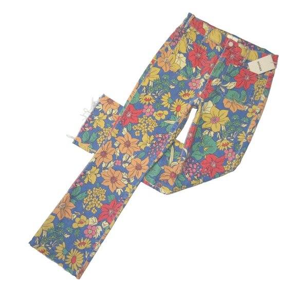NWT Mother Hustler Patch Pocket Ankle Fray in Fresh Blooms Floral Crop Jeans 29 - Picture 3 of 16